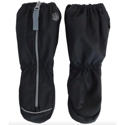 Calikids - Mitaines imperméables mi-saison à revers long avec fermeture éclair - Noir